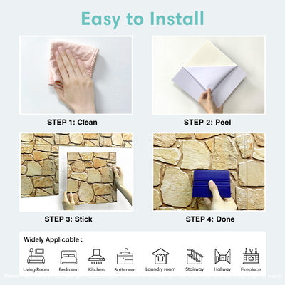 3D Brown Fieldstone Peel and Stick Wall Tile