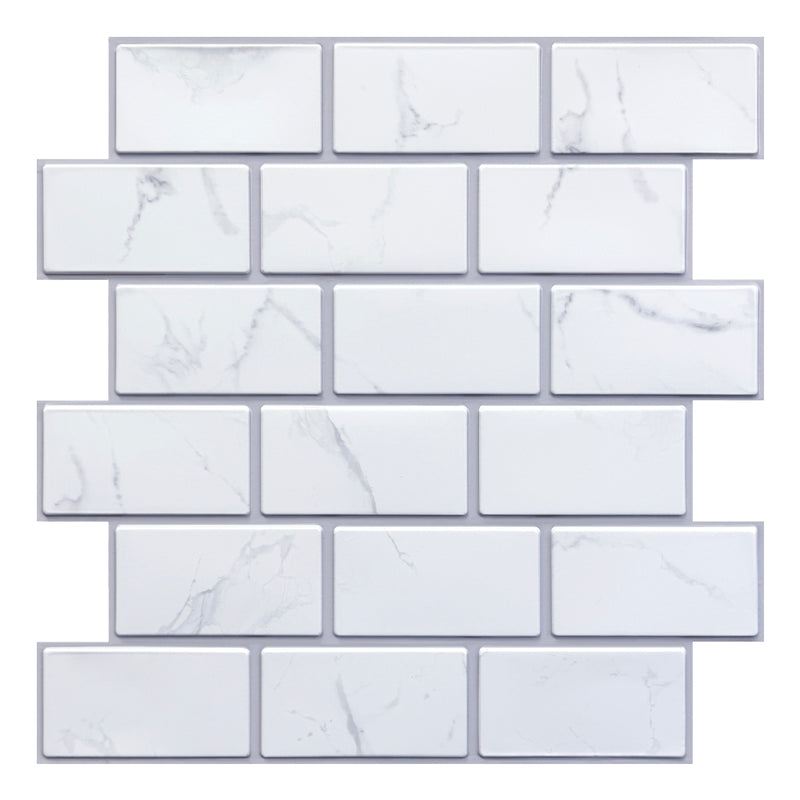 Azulejo de pared de mármol blanco 3D para despegar y pegar del metro