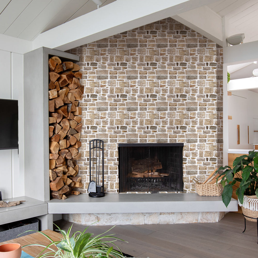 Fake Tiles 3D Retro Faux Stone Peel and Stick Wall Tile – Commomy