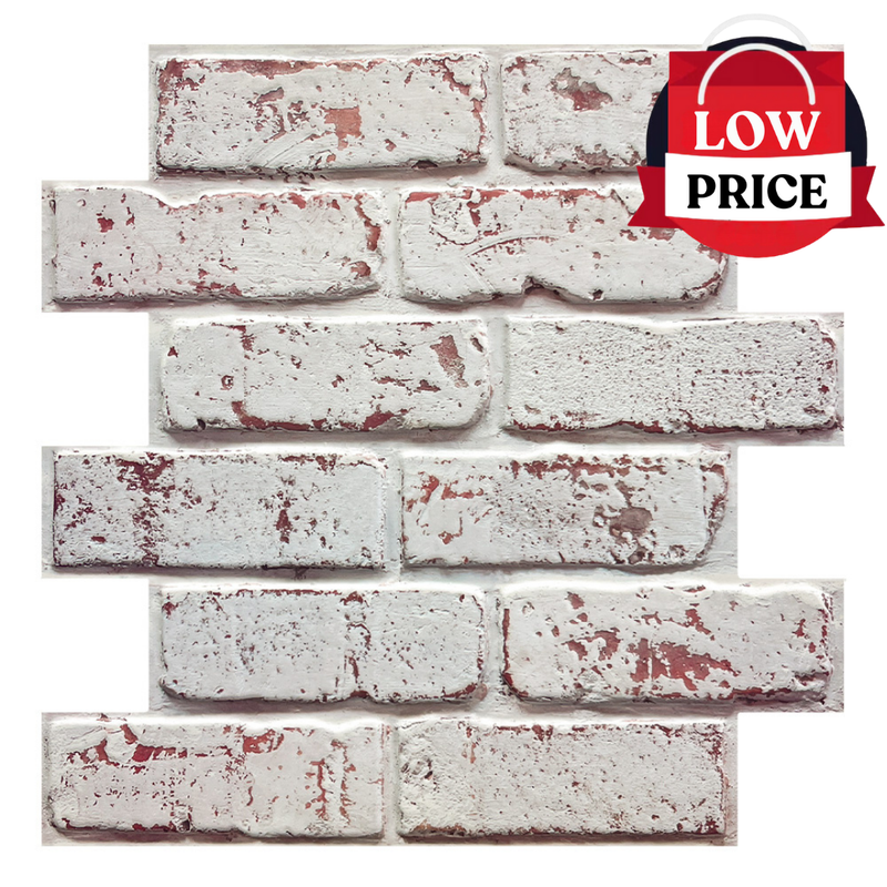 3D Whitewash Brick Peel and Stick Wall Tile