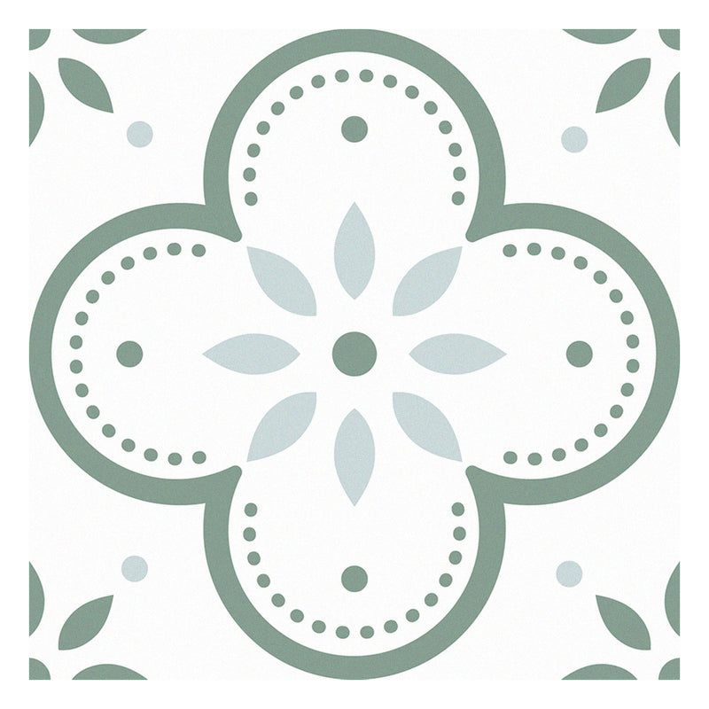 Light Green Flower Peel and Stick Vinyl Floor Tile Sticker