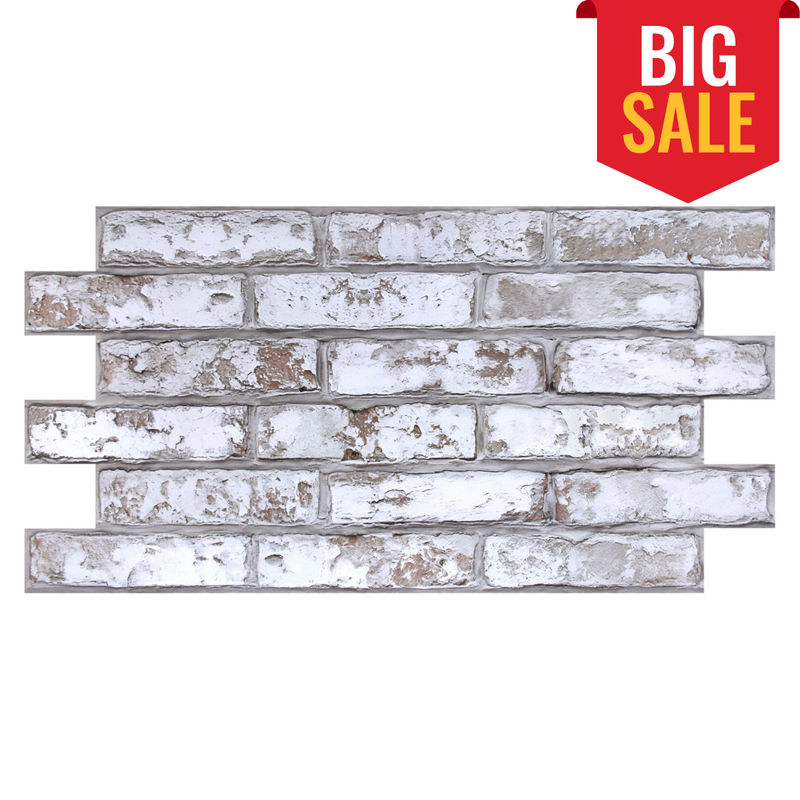 3D Rustic Whitewash Brick Wall Panels Peel and Stick -Large Size