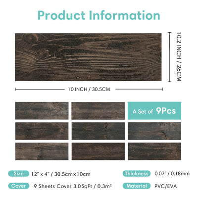 Dark Wood Grain Subway Set Peel and Stick Tile Stickers