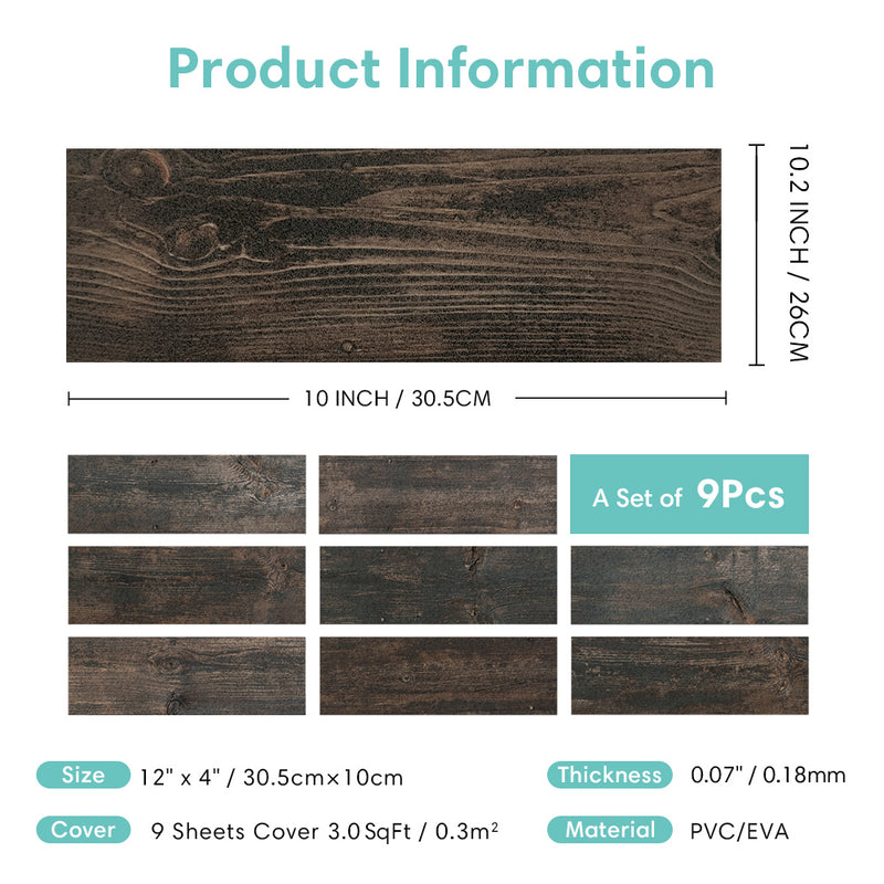 Dark Wood Grain Subway Set Peel and Stick Tile Stickers