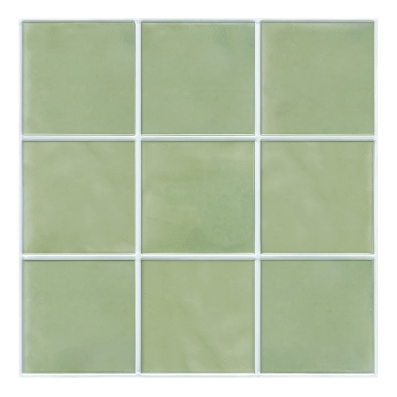 3D Sage Green Ceramic Square Peel and Stick Wall Tile