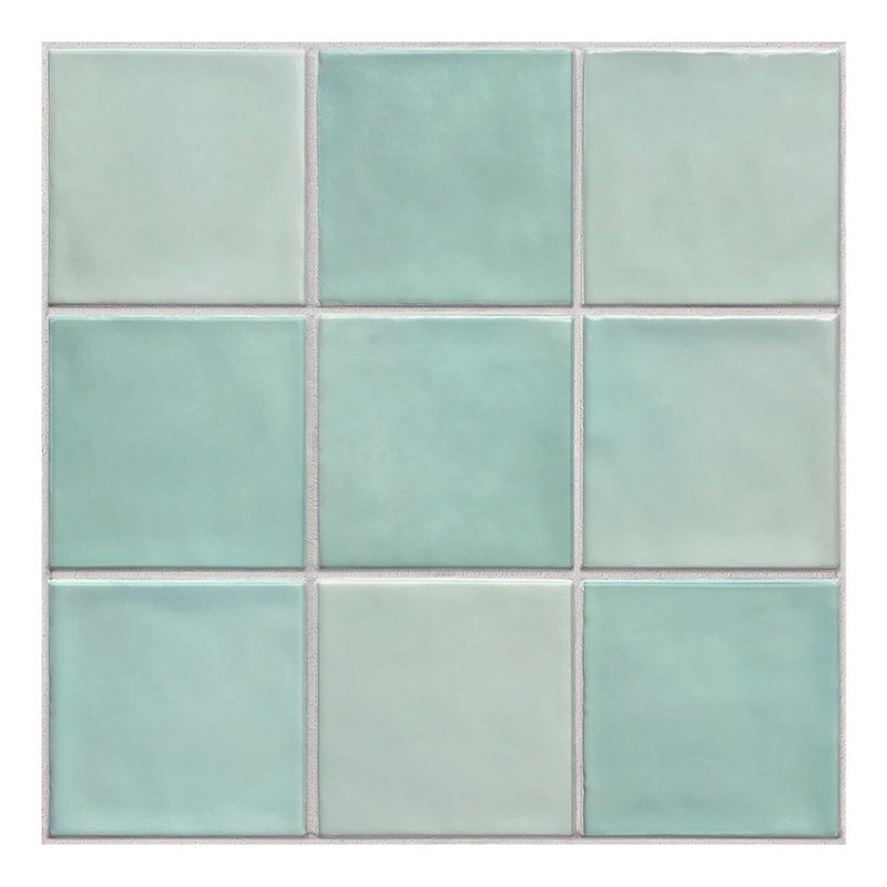 3D Light Teal Green Ceramic Square Peel and Stick Wall Tile