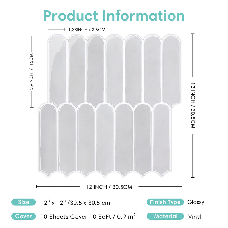 Mist Gray Fish Scale Peel and Stick Backsplash Tile - Thicker Design