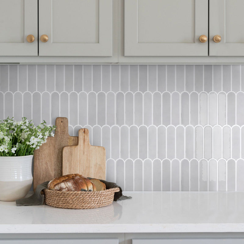Mist Gray Fish Scale Peel and Stick Backsplash Tile - Thicker Design
