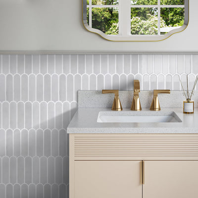 Mist Gray Fish Scale Peel and Stick Backsplash Tile - Thicker Design