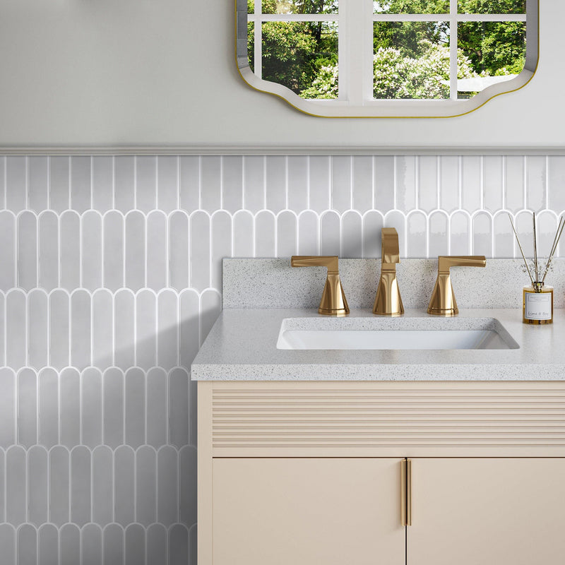 Mist Gray Fish Scale Peel and Stick Backsplash Tile - Thicker Design