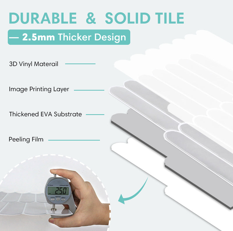Mist Gray Fish Scale Peel and Stick Backsplash Tile - Thicker Design