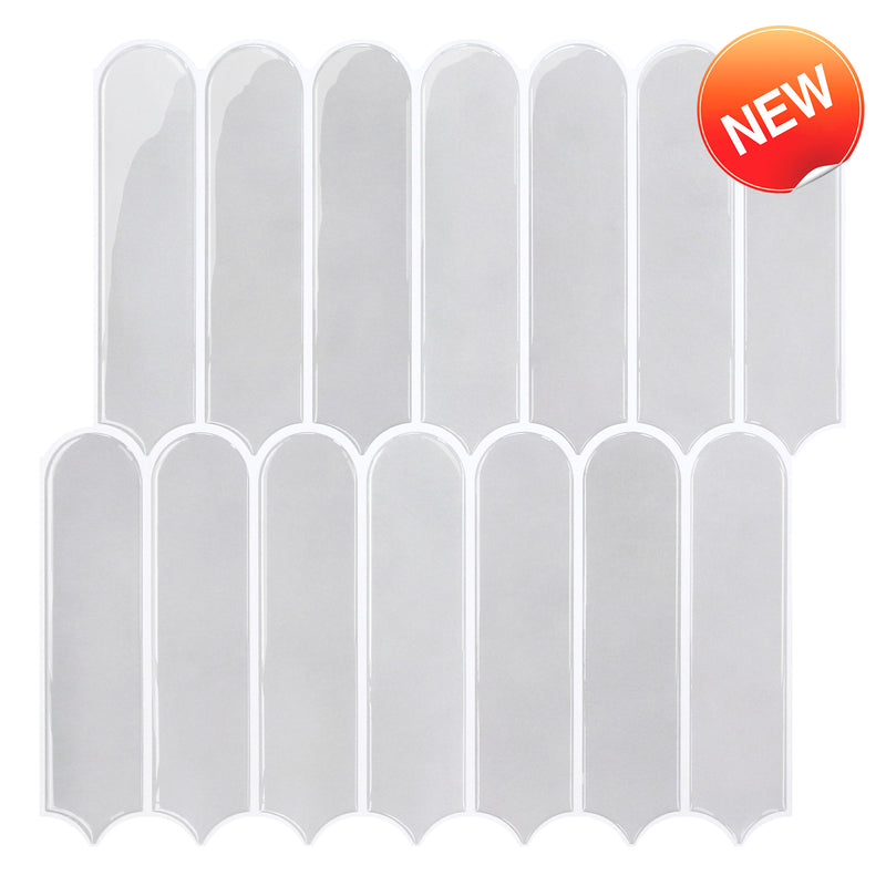 Mist Gray Fish Scale Peel and Stick Backsplash Tile - Thicker Design