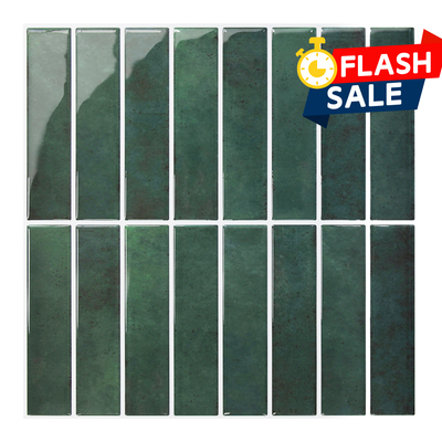 Forest Green Linear Peel and Stick Backsplash Tile