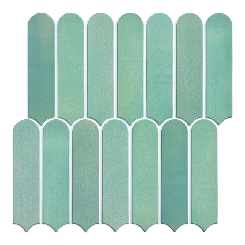 Azulejo de pared despegable y pegado con escamas de pez verde jade 3D