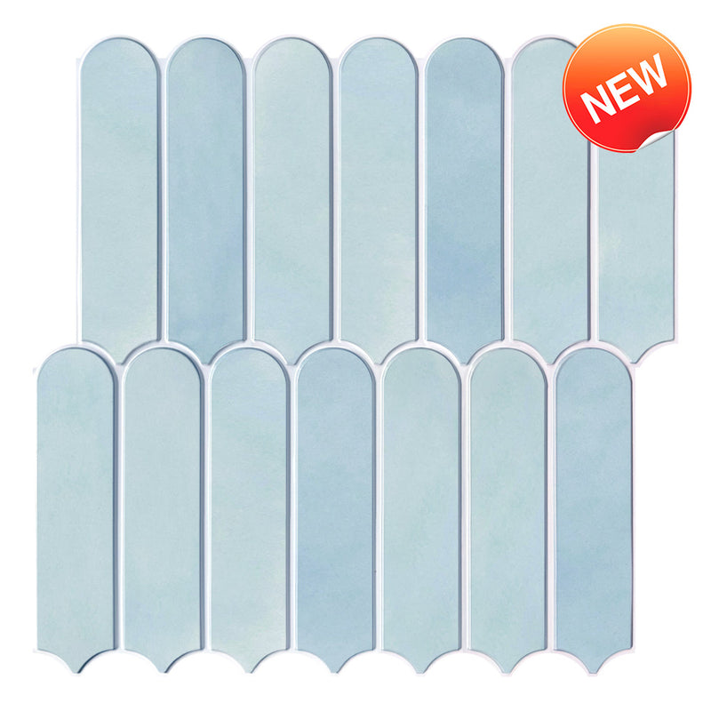 3D Sky Blue Fish Scale Peel and Stick Wall Tile