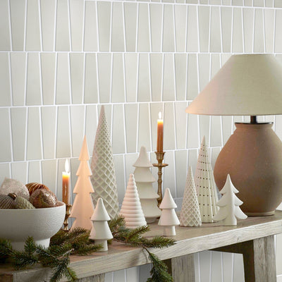 3D Trapezoid Creme Peel and Stick Wall Tile