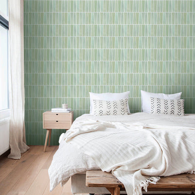 3D Trapezoid Light Green Peel and Stick Wall Tile