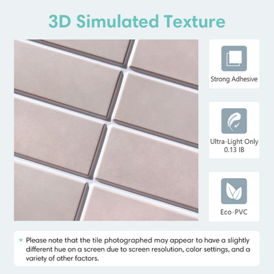 3D Blush Pink Matt Straight Linear Mosaic Peel and Stick Wall Tile