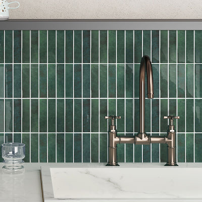 Forest Green Linear Peel and Stick Backsplash Tile