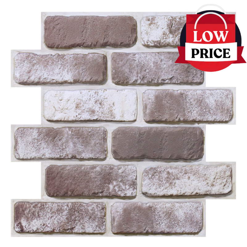3D Mocha Whitewash Brick Peel and Stick Wall Tile
