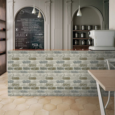 3D Rust and Grey Brick Peel and Stick Wall Tile