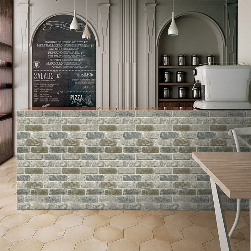 3D Rust and Grey Brick Peel and Stick Wall Tile