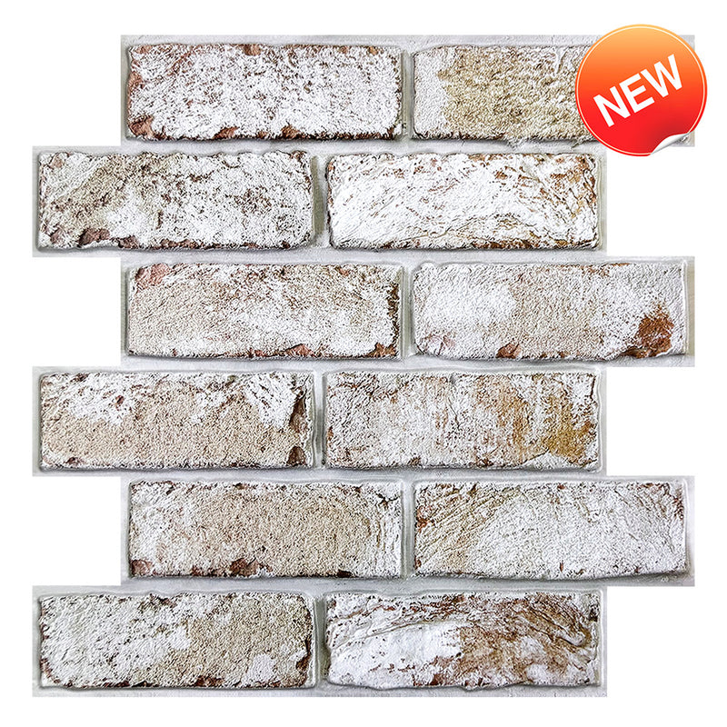 3D Rust Red Brick Peel and Stick Wall Tile