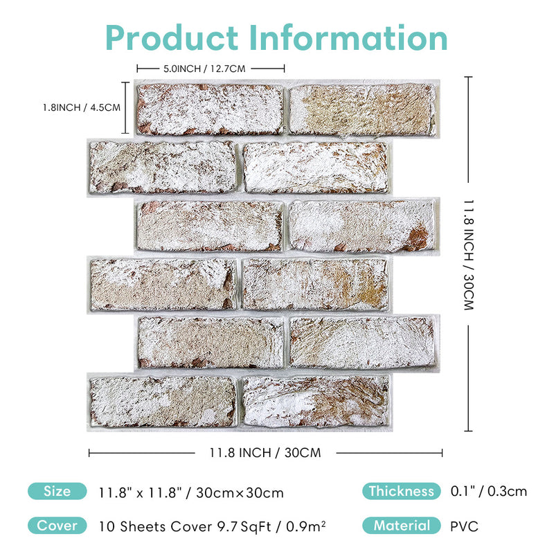 3D Rust Red Brick Peel and Stick Wall Tile – Commomy