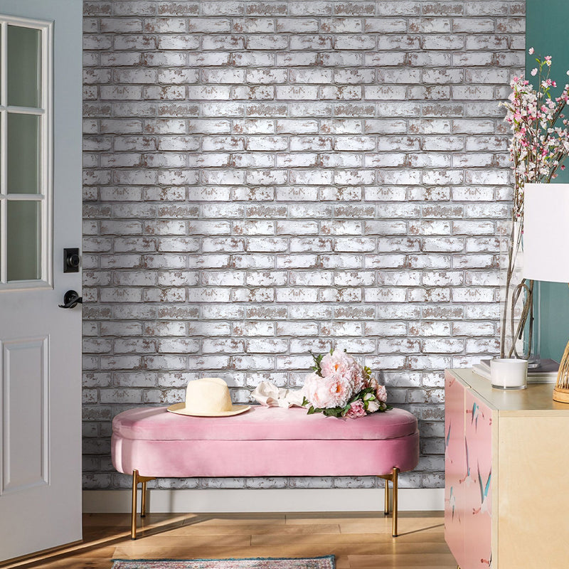3D Rustic Whitewash Brick Peel and Stick Wall Tile