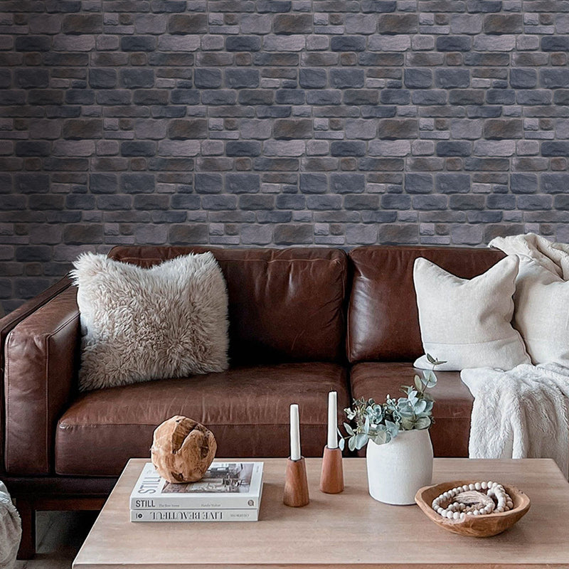 3D Smoke Rustic Stone Peel and Stick Wall Tile