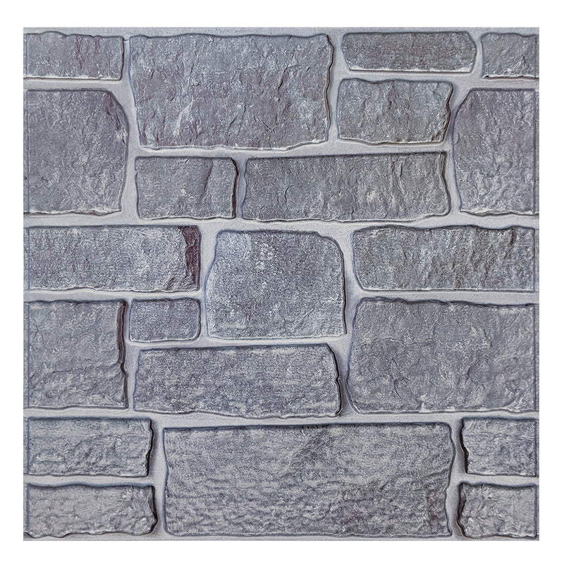 Azulejo de pared despegable y adherible de piedra caliza gris 3D