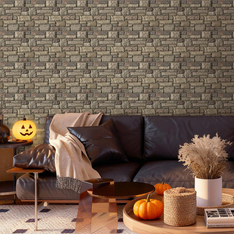 3D Rustic Brown Stone Peel and Stick Wall Tile