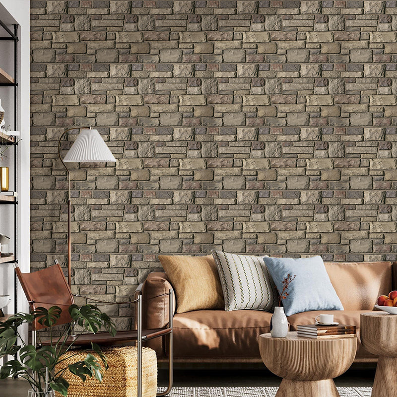3D-Wandfliese aus rustikalem braunem Stein zum Abziehen und Aufkleben