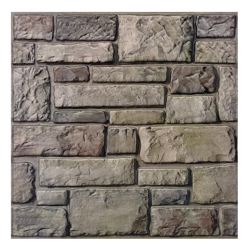 Azulejo de pared de piedra rústica marrón 3D con autoadhesivo