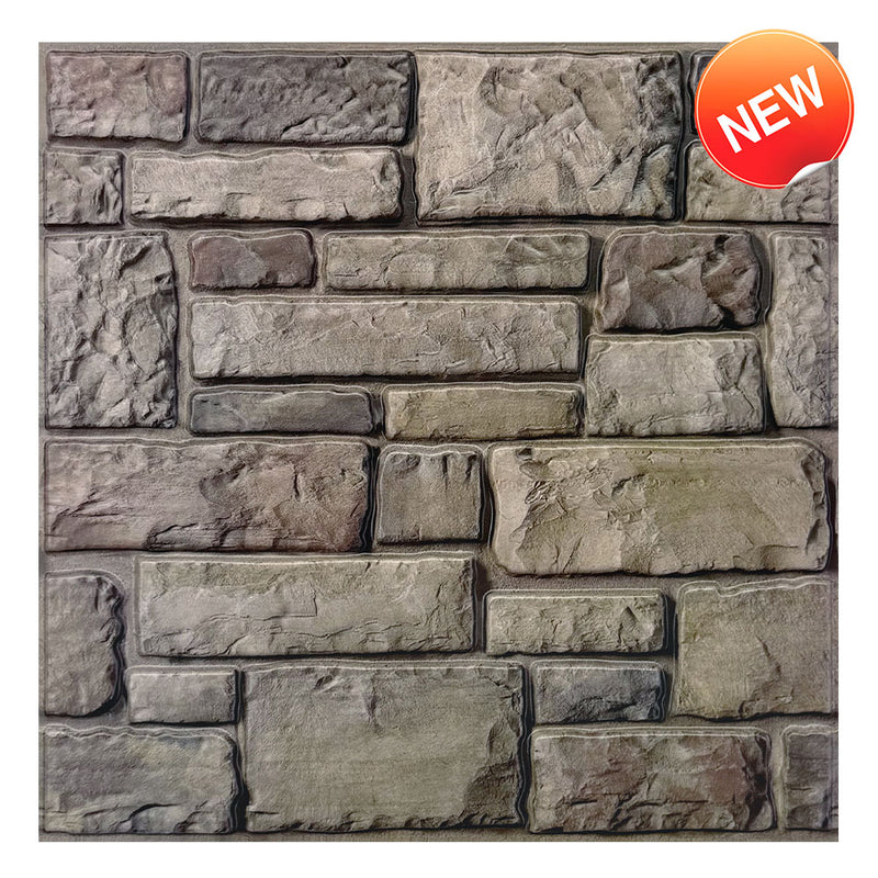 3D Rustic Brown Stone Peel and Stick Wall Tile