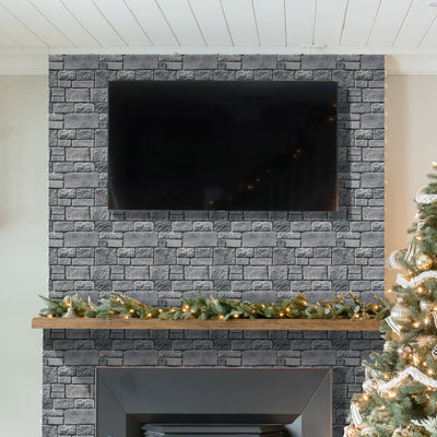 3D Old Gray Stone Peel and Stick Wall Tile