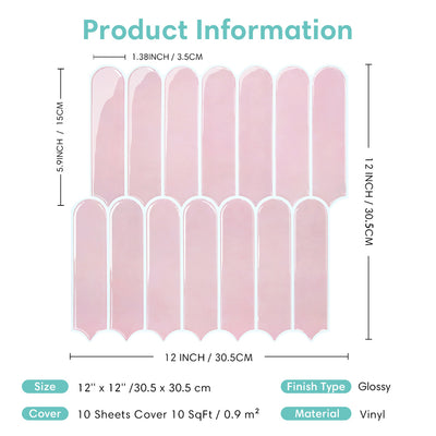 Blush Pink Fish Scale Peel and Stick Backsplash Tile - Thicker Design