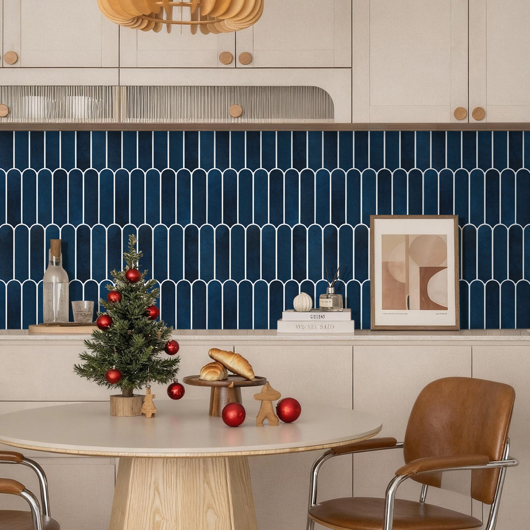 3D Midnight Blue Fish Scale Peel and Stick Wall Tile – Commomy