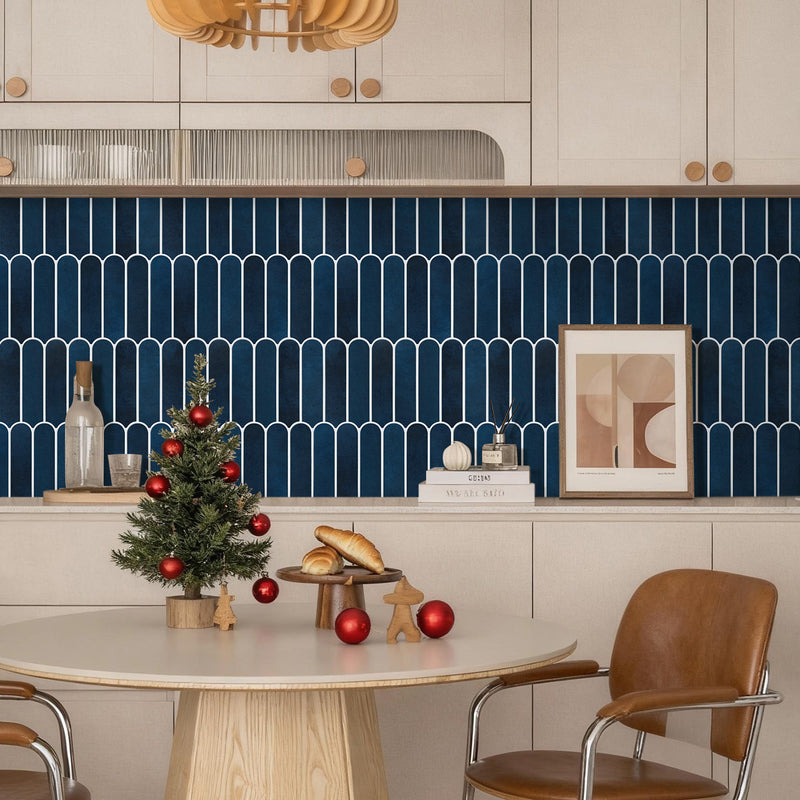 3D Midnight Blue Fish Scale Peel and Stick Wall Tile