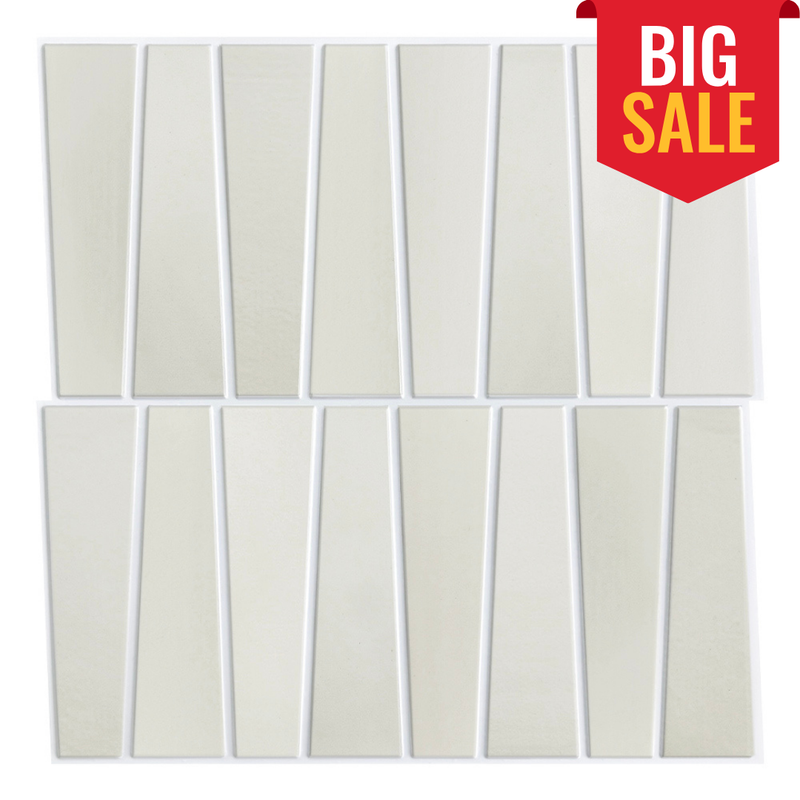 3D Trapezoid Creme Peel and Stick Wall Tile