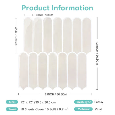 Toledo Cream Fish Scale Peel and Stick Backsplash Tile - Thicker Design