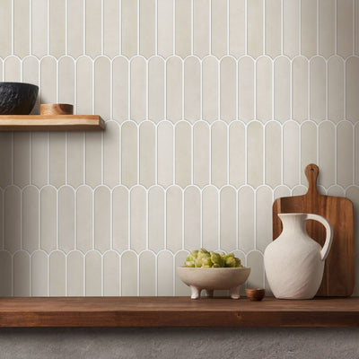 3D Toledo Cream Fish Scale Peel and Stick Wall Tile