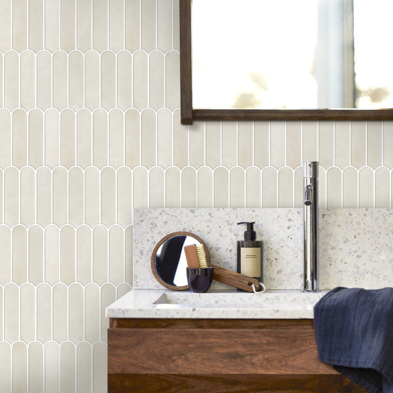 3D Toledo Cream Fish Scale Peel and Stick Wall Tile
