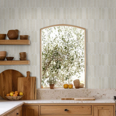 Azulejo de pared autoadhesivo con diseño de escamas de pescado en color crema Toledo 3D