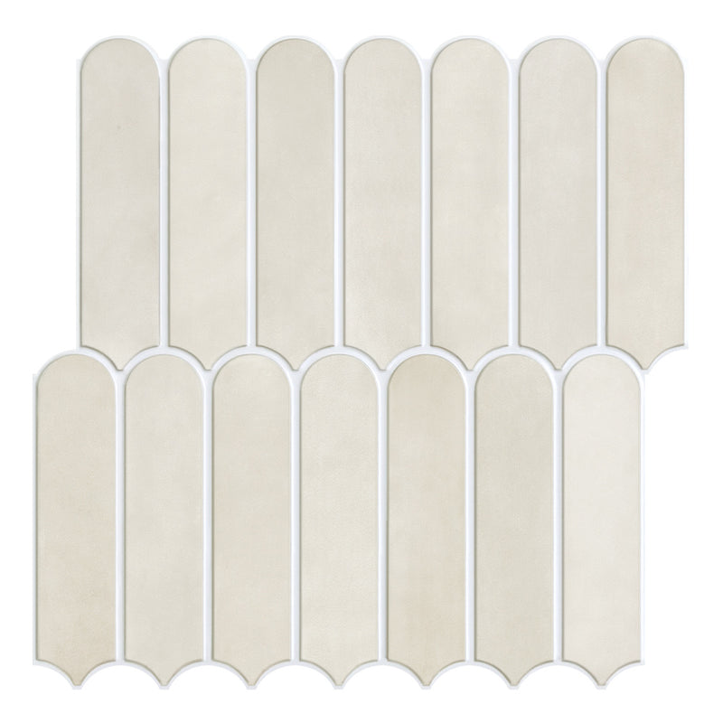 3D-Wandfliese „Toledo“ in Creme mit Fischschuppen-Motiv, zum Abziehen und Aufkleben