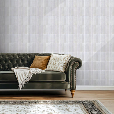 3D Mist Gray Straight Linear Mosaic Peel and Stick Wall Tile