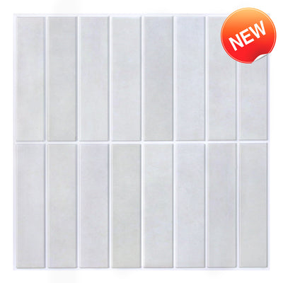 3D Mist Gray Straight Linear Mosaic Peel and Stick Wall Tile