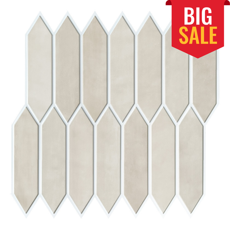 3D Earth Tones Vintage Elongated Hexagon Peel and Stick Wall Tile