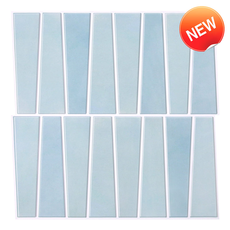 3D Trapezoid Sky Blue Peel and Stick Wall Tile