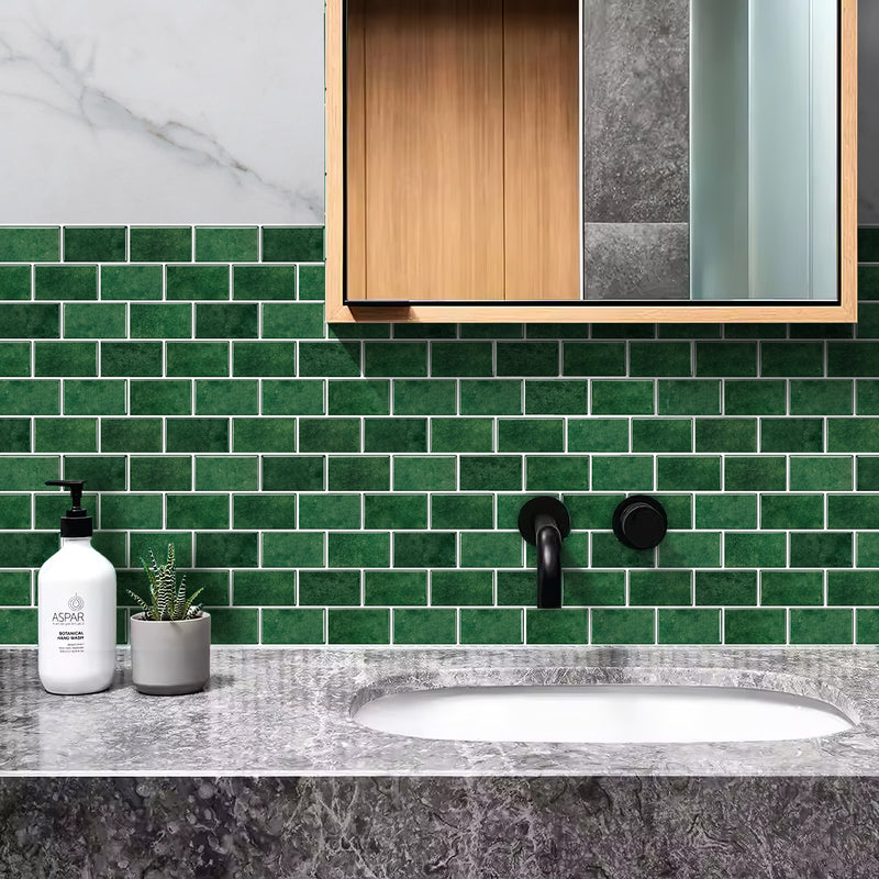 Emerald Green Subway Peel and Stick Backsplash Tile